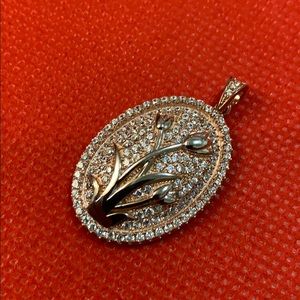 925 Sterling Silver CZ Gold Finishing Rose Pendant